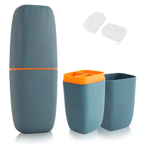 GQZ Estuche para cepillos de dientes de viaje, soporte portátil para cepillos de dientes, taza de almacenamiento de pasta de dientes multifunción de alta capacidad con 2 fundas de silicona para cepill