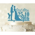 thumbnail image 1 of Personalized Mr And Mrs Wedding Cake Topper Dog Silhouette Custom Cake Topper Color Option Available 6-7 Inches Wide, 1 of 1