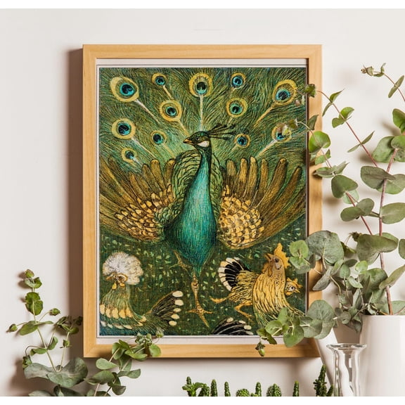 Vintage Peacock And Chickens Art Poster, Rijksmuseum Reposter, Unframed Poster Size 8x12