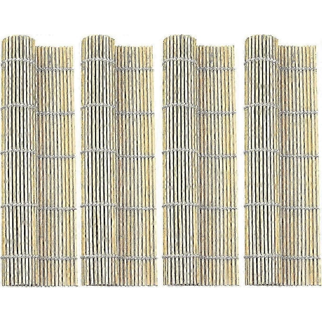 2025 4 PCS 9.5" x 9.5" Natural Bamboo Sushi Rolling Mat