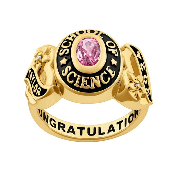 Order Now for 2025 Graduation, Freestyle 10K Yellow Gold Women's Sweetheart Birthstone Class Ring, Personalized, High School or College