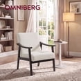 thumbnail image 3 of OMNIBERG Mid-Century Modern Accent Chair, Upholstered Armchair with Solid Wood Frame, Comfort Reading Chair Lounge Chair for Living Room Bedroom Sunroom, White, 3 of 7