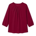 thumbnail image 4 of Tops For Women Summer Crew Neck Three Quarter Sleeve Trendy Casual Solid Streetwear Office Weekend Errands Travel Outfit Polished Daytime Brunch Workday, 4 of 7
