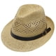 thumbnail image 1 of Sombrero de paja de jazz con hebilla de cuero para hombres y mujeres, con circunferencia de 56-58 cm, sombrero para el sol, protector solar, sombrero de playa, sombrero para el sol, 1 of 5