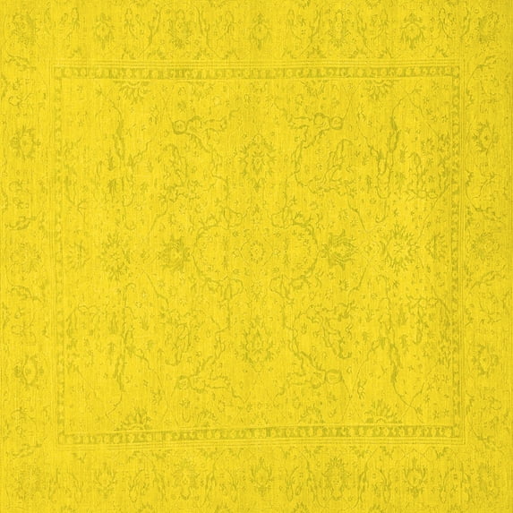 Ahgly Company Machine Washable Indoor Square Abstract Yellow Modern Area Rugs, 5' Square