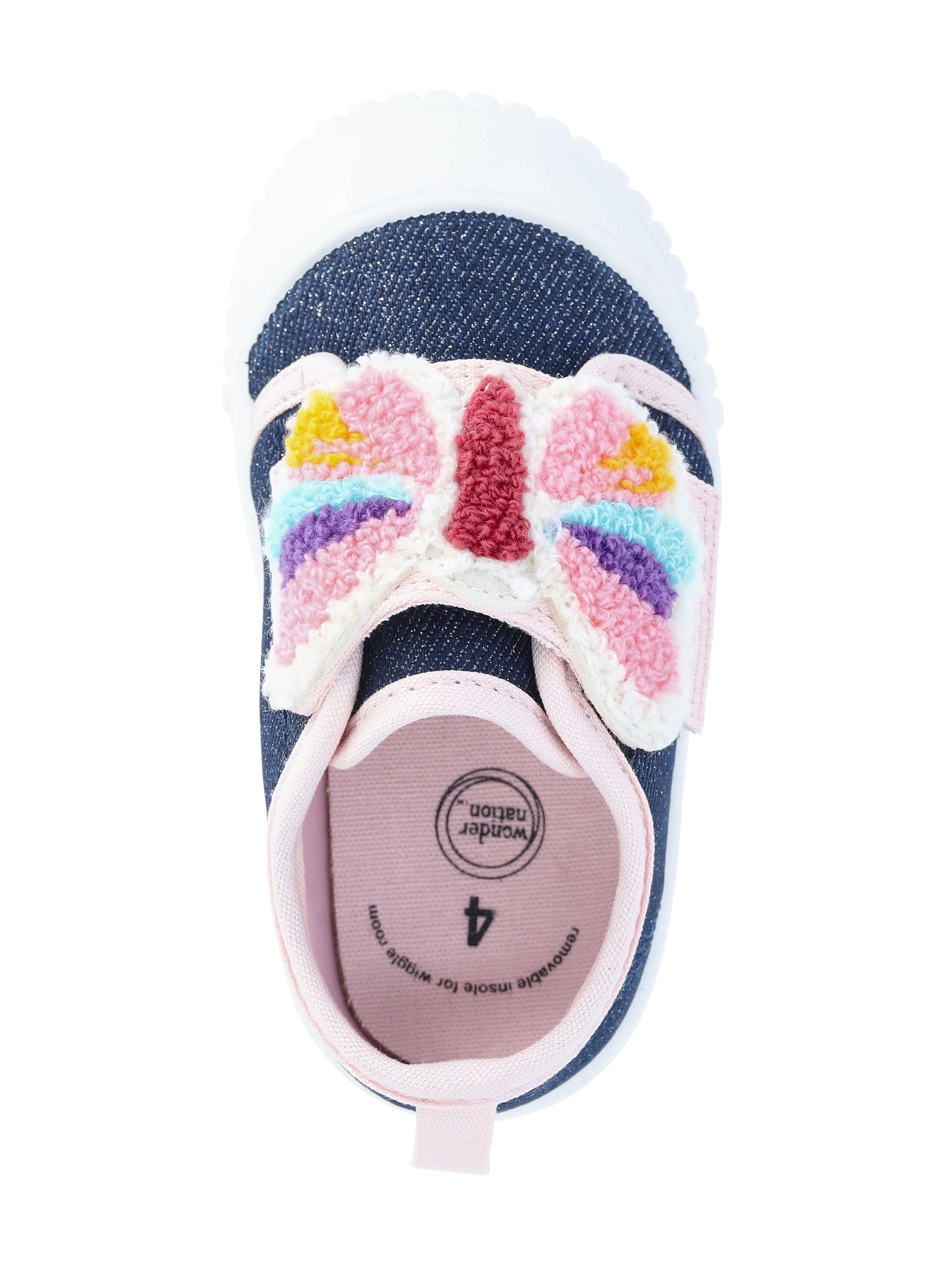 Wonder Nation Baby Girls Two Strap Bump Toe Sneakers