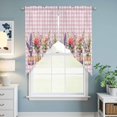 thumbnail image 6 of Valentines Flowers Kitchen Window Curtains, Swag Curtains Valance for Bedroom Living Room Bathroom, Watercolor Floral Botanical Pink Plaid Rod Pocket Window Curtain Block Drapes 2 Panels 28"x36", 6 of 9