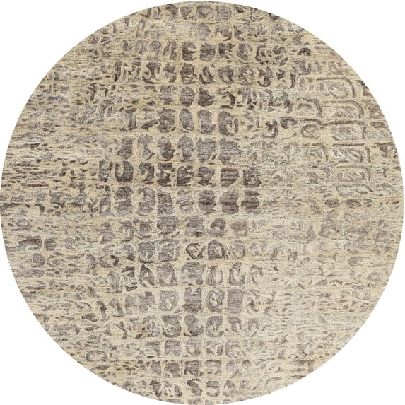 Ahgly Company Indoor Round Contemporary Brown Abstract Area Rugs, 8' Round