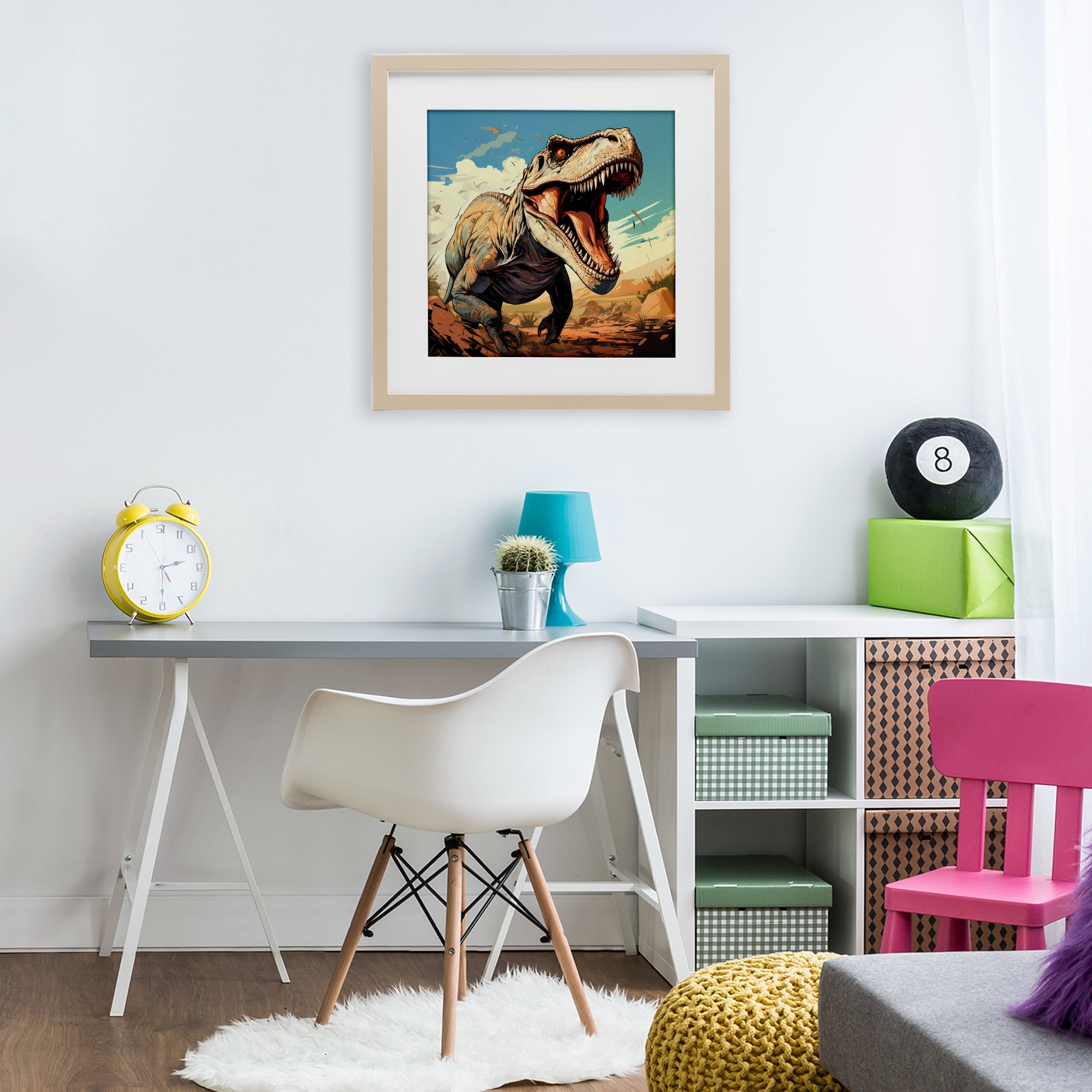 Stupell Industries Velociraptor Desert Sunset Birch Framed Print Under Glass, design by Creative Studio