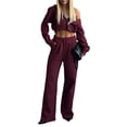 thumbnail image 2 of Conjunto Deportivo Informal de 2 Piezas para Mujer, Sudadera con Capucha y Pantalón Deportivo, Ideal para Viajes y Aeropuertos. Conjuntos de Estar por Casa. Rojo Oscuro S, 2 of 9