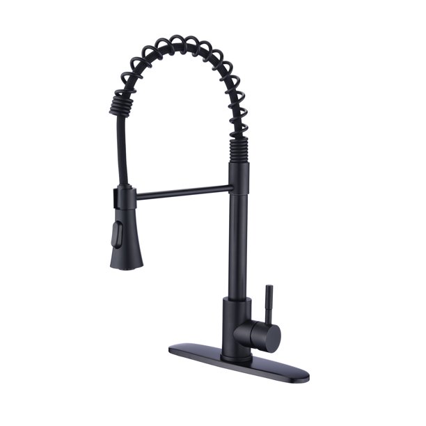 Clearance! Commercial Kitchen Sink Faucet with Deck Plate Matte Black