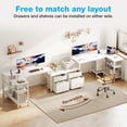 thumbnail image 4 of Casacomoda L Shaped Desk with Power Outlets, Large Computer Desk with File Drawer, Home Office Desk with Printer Stand & Storage Shelves, Corner Desk, White, 4 of 8