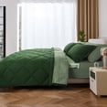 thumbnail image 4 of HIG 7 Piece Reversible Full Comforter Set - Green Quilted Down Alternative Bedding All Season Super Soft Microfiber Bed in a Bag Includes Sheets Pillowcases Shams, 4 of 9