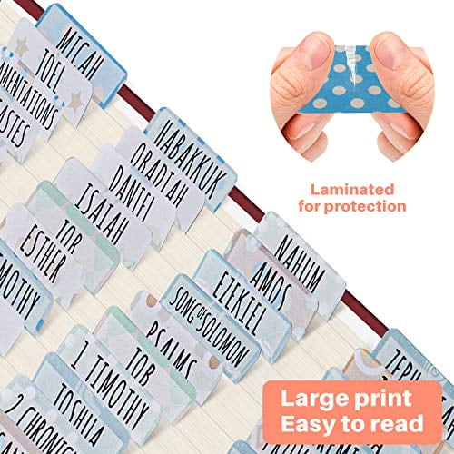 Laminated 80 Bible Index Tabs Large Print and Easy-to-Read Bible Journaling Supplies 66 Books, 14 Blanks Personalized Bible Tabs for Women . 2PCS Bible Tabs Old and New Testament 