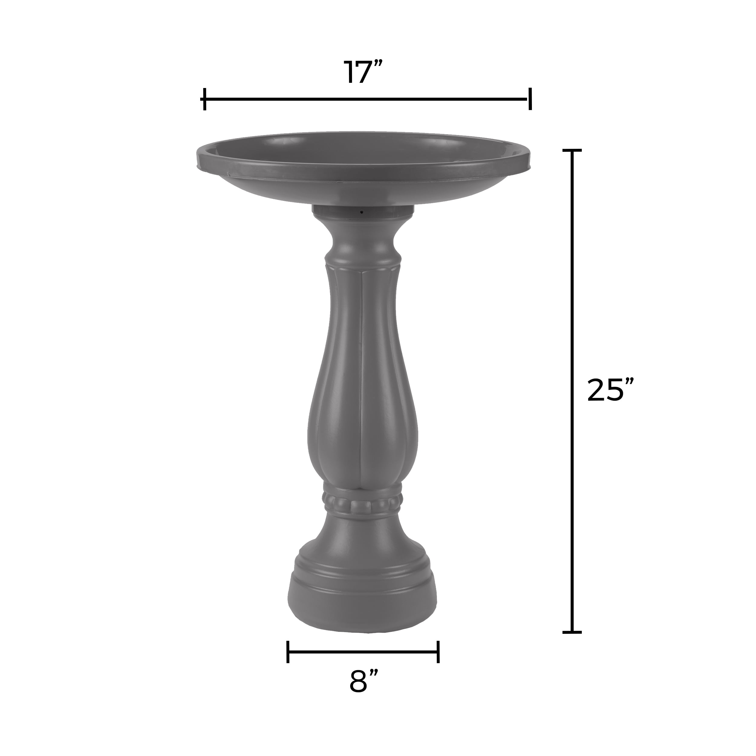 Bloem Promo Bird Bath with Pedestal 25 in. x 17 in. Charcoal