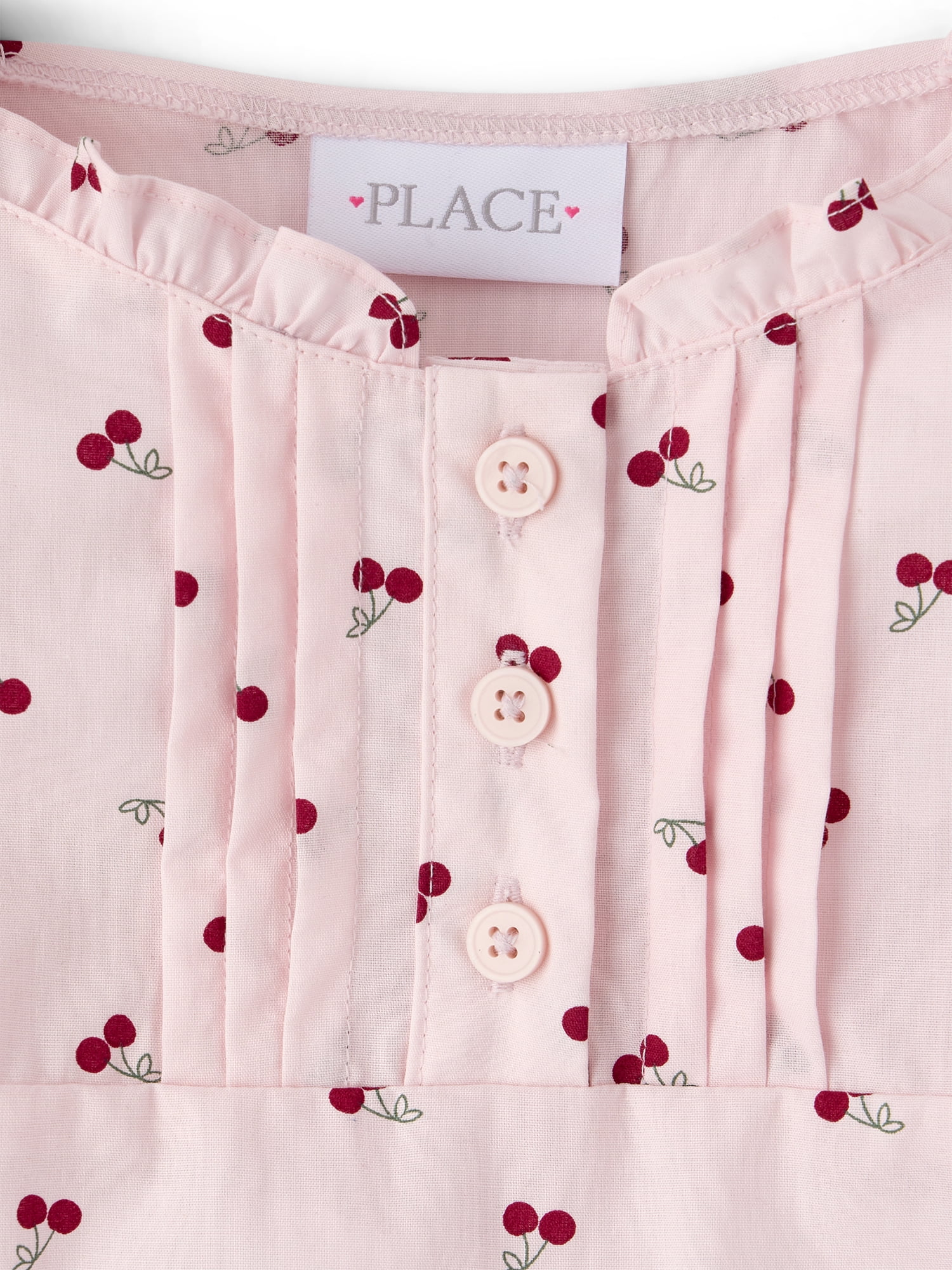 The Children's Place Girls Short Puff Sleeve Cherry Ruffle Poplin Blouse, Sizes XS-XXL