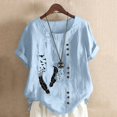 thumbnail image 1 of WILLBEST T-Shirt pour Femmes Col Roulé Rétro et en Lin Imprimé Ample à Manches Courtes Chemise Haut pour Dames, 1 of 3
