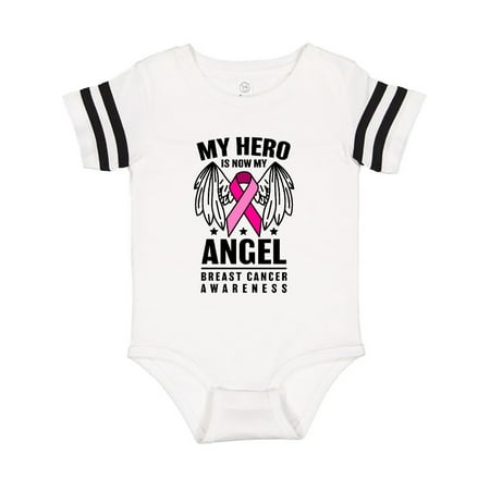 

Inktastic My Hero is now My Angel Breast Cancer Awareness Gift Baby Boy or Baby Girl Bodysuit