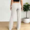 thumbnail image 4 of Women Flare Leggings Drawstring High Rise Flared Yoga Pants Soft Lounge Wide Leg Sweatpants Bell Bottom Trousers White M, 4 of 6