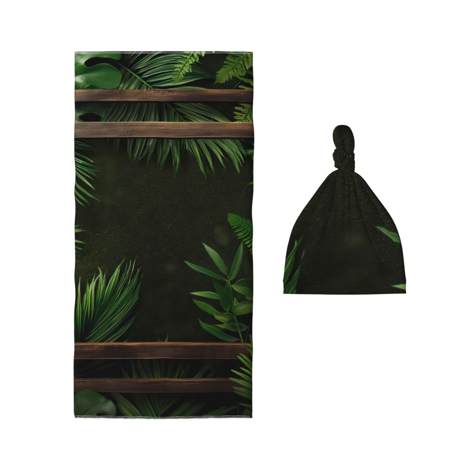 Naloa Framed Greenery Wall Art Baby Swaddle Blanket and Headband Set, Newborn Receiving Blanket Swaddle Wrap