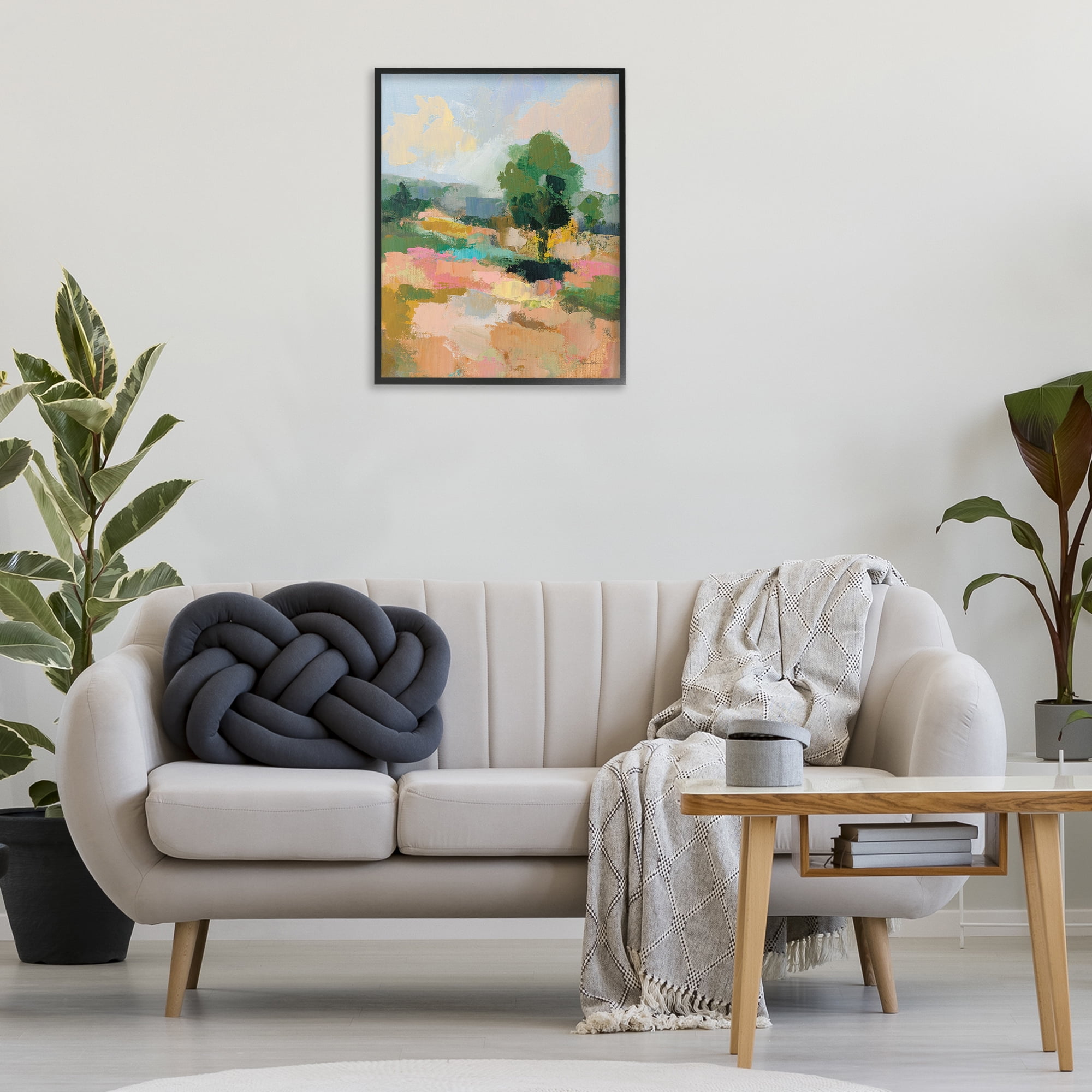 Stupell Industries Lone Tree Abstraction Landscape Painting Black Framed Art Print Wall Art, 24 x 30