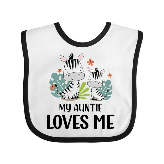 Inktastic Zebra My Auntie Loves Me Boys or Girls Baby Bib