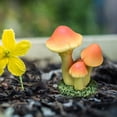 thumbnail image 3 of Adorno de hongo de jardín , estatuilla de resina, regalo a prueba de agua, micropaisaje en miniatura, de jardín de hadas, decoraciones Naranja amarillo Macarena Estatua de hongos, 3 of 8
