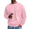 thumbnail image 2 of Men's Crewneck Sweatshirt Solid Color Pullover Top with Chest Pocket Relaxed Fit Casual Fall Sweatshirts, 2 of 6