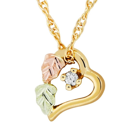 Mt.Rushmore Black Hills Gold Heart Diamond Pendant