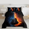 thumbnail image 2 of Homewish Music Guitar Bedding Comforter Set 2pcs for Female Men Adults,Abstract Musical Instrument Twin Comforter Sets Microfiber,Blue Orange Breathable Bedding Set,Ultra Soft Home Decor, 2 of 8