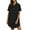Black, variant on Womens Cotton Shirt Dress Summer Casual Short Sleeve Button With Collar Shirt Dress Olive Green
