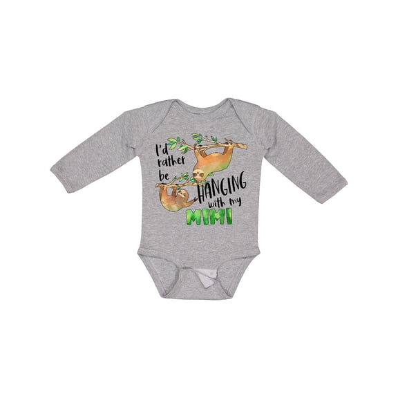 Inktastic Id Rather Be Hanging with My Mimi Cute Sloths Boys or Girls Long Sleeve Baby Bodysuit