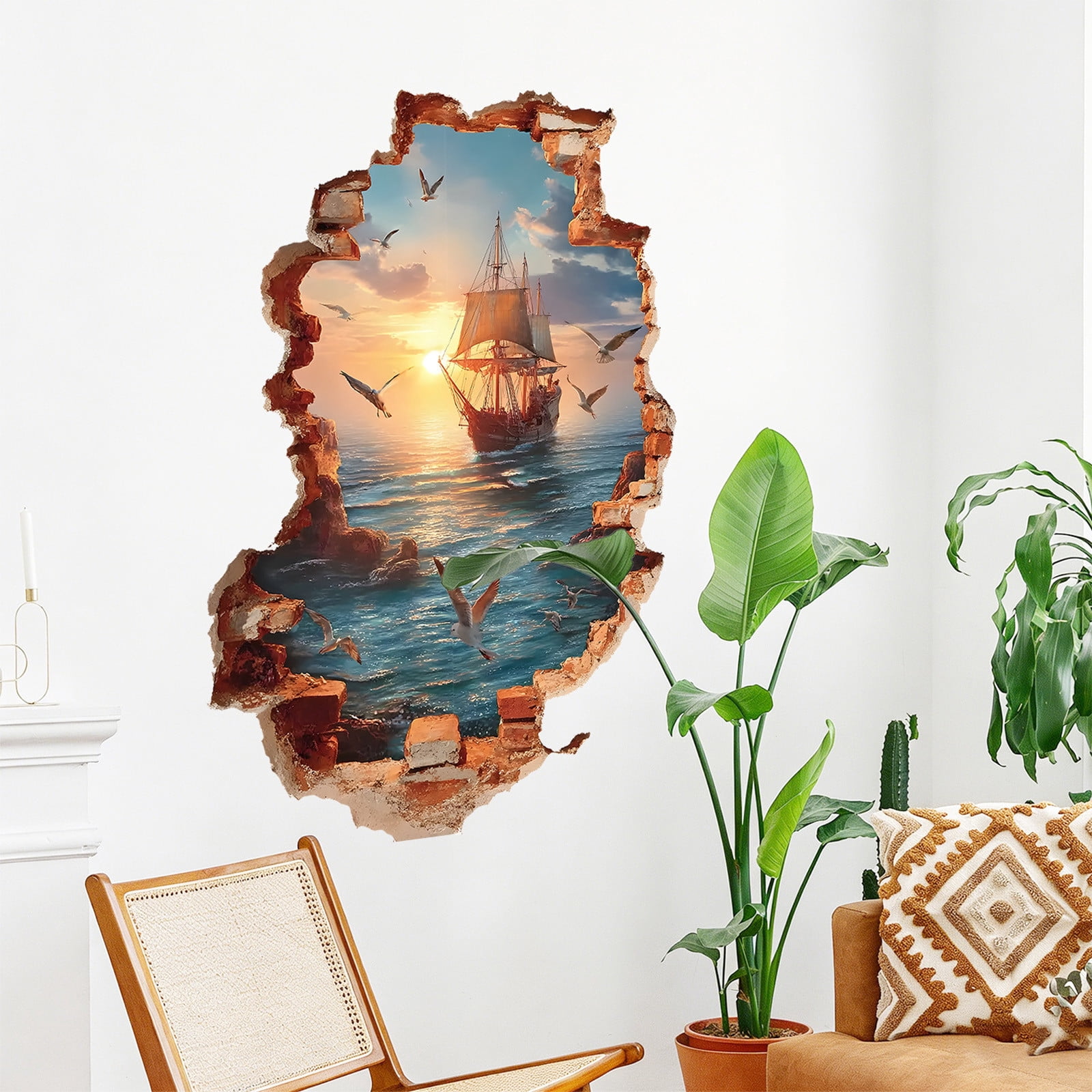 Seyotauo Lovely Aesthetic Pattern Window Stickers, Removable Wall Art Decals for Home Decor, Retro Aesthetic Ornament for Living Room, Door and Glass Decoration