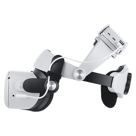 Adjustable VR Head Strap for Quest 2 with Power Bank Holder Clip - Enhance Comfort and Reduce Face Pressure-White