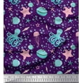 thumbnail image 1 of Soimoi Purple Poly Georgette Fabric Jellyfish & Octopus Ocean Printed Fabric 1 Yard 42 Inch Wide, 1 of 3