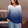 thumbnail image 2 of HVOBTTY Womens Long Sleeve Pullover T Shirt, Fall Tops for Women, Women's Casual Fashion Soft Gradient Print V Neck Daily Wear Pullover Top White, M, 2 of 5