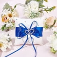 thumbnail image 6 of Ring Cushion Wedding Marriage Couple Ring Holder Ring Bearer Cushion Wedding Ring Pillow Blue Bow Knot Double Hearts Diamonds Wedding Ring Pillow Bearer Holder Pillow with Bow Knot, 6 of 9