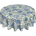 thumbnail image 1 of Boho Round Tablecloth 70 Inch Blue Green Vintage Floral Table Cloth Chinoiserie Flower Spring Summer Table Covers Polyester Indoor Outdoor Farmhouse Tablecloths for Kitchen Dining Party Picnic, 1 of 6