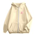 thumbnail image 5 of Breast Cancer Awareness Zip Up Hoodie Women Oversized Graphic Hooded Jackets Casual Fall Preppy Long Sleeve Sweatshirts, 5 of 7