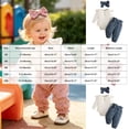 thumbnail image 4 of CAICJ98 Newborn Baby Girl Clothes Rib Frill Long Sleeve Romper Pants Set with Bow Headband Infant Girl Fall Winter Outfits (Blue,0-3 Months), 4 of 8