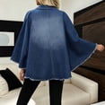 thumbnail image 7 of Vmvidoty Women's Ruffled Denim Jacket 2026 Trendy Jean Jackets Vintage Loose Lapel Neck Irregular Denim Trench Coat Blue S, 7 of 7