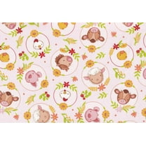 Farm Babies Portraits Pink Cotton Fabric