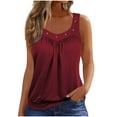 thumbnail image 3 of Jinhomg Summer Tops for Women Pleated Tank Top Sleeveless Hide Belly Shirt Loose Fit Tunics Wine M, 3 of 6