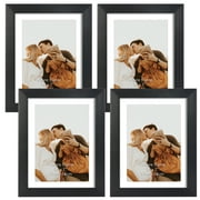 4 Pack 5x7 Picture Frame with Mat, Black Photo Frames Matted to 5 x 7 Inch Photo for Wall or Tabletop Display