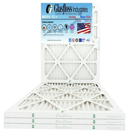 

Glasfloss 18x24x1 - MERV 13 - Qty:04 - Furnace Air Filter - Made in USA (Actual Size: 17.5 x 23.5x7/8 inch)