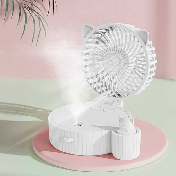 kkbbma under $5 Portable Misting Fan - Foldable Handheld Personal Fan with Mist Spray, 3 Speeds, USB Rechargeable - Ideal for Travel, Outdoors, Makeup, Camping, Home, and Office Use