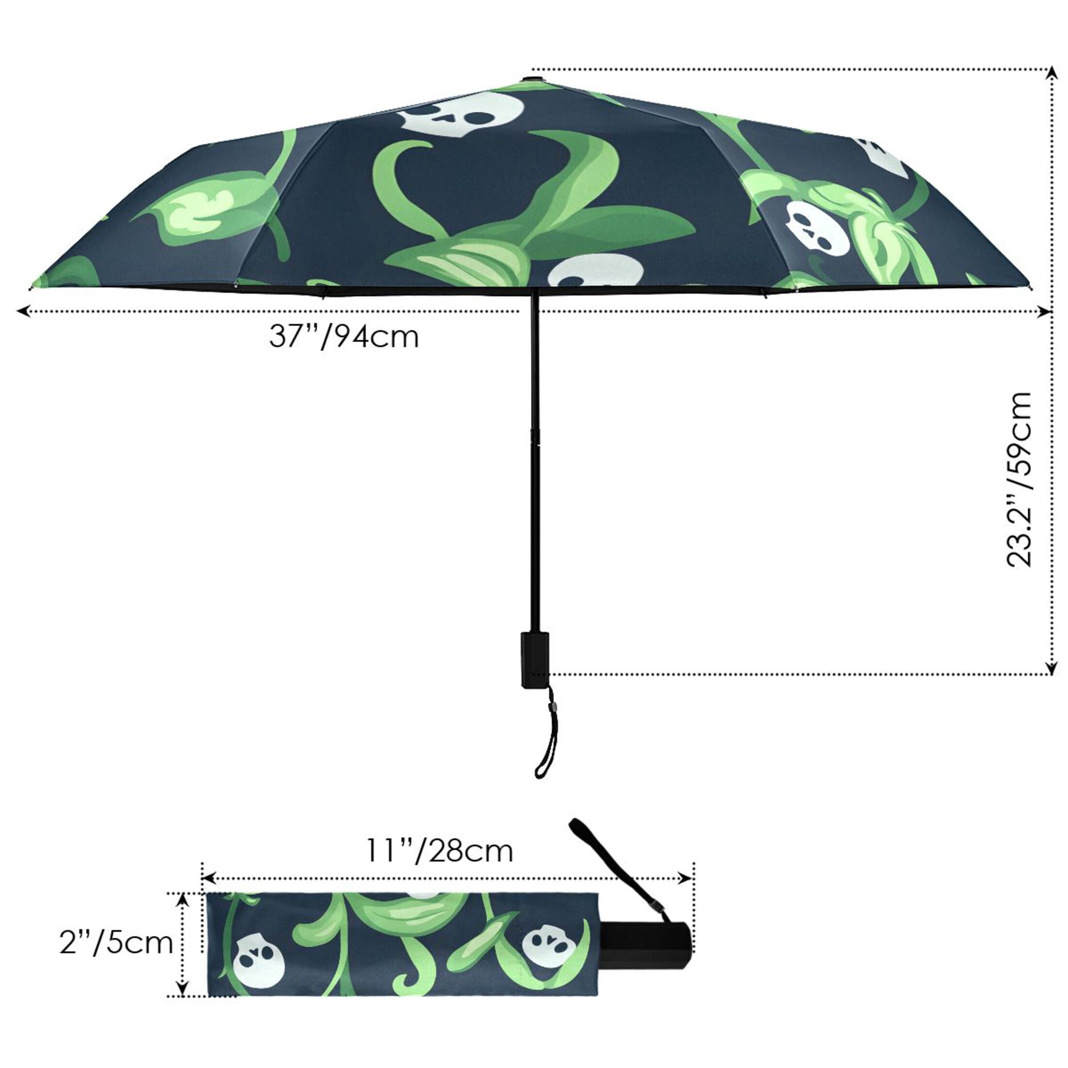 ALAZA Leaf Skulls UPF 50+ Compact Folding Umbrella for Rain Travel Umbrella Packable