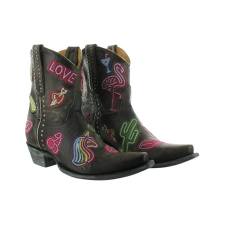 

Old Gringo Women s Jackpot Short Embroidered And Studded Western Leather Booties Black 6 M US