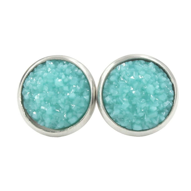 Jumpingount Pendientes Gotas para los oídos de acero inoxidable Galvanoplastia fina Superficie lisa Ligero Pendientes Magnífico regalo para boda Ropa, zapatos y accesorios Miscelánea Cian oscuro Jumpingount AP009493-27B