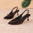 thumbnail image 6 of Coffee Women Trendy Formal Versatile Extended Sizes Single Shade Sharp Toe Closed Toe Single Strap High Heel Backless Dress Sandals, 6 of 9